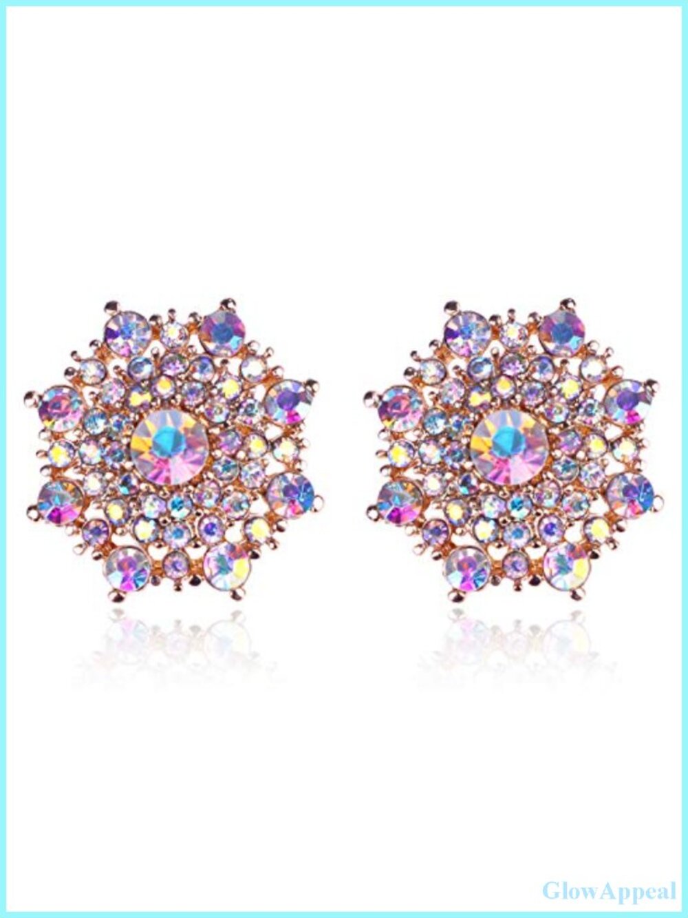 Clip On Crystal Earrings Snowflake Geometric Rhinestone Non Pierced for Women
